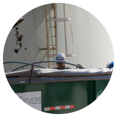 WM employee processing industrial waste