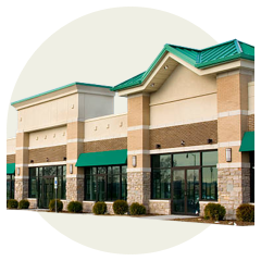 Strip center storefronts
