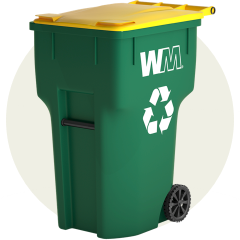 WM green residential recycling bin