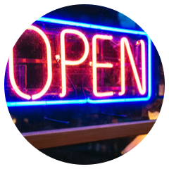 Neon open sign at restaurant