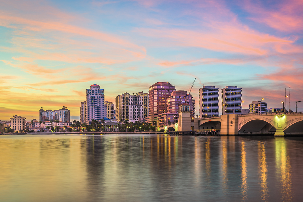 A cityscape view of West Palm Beach, Florida